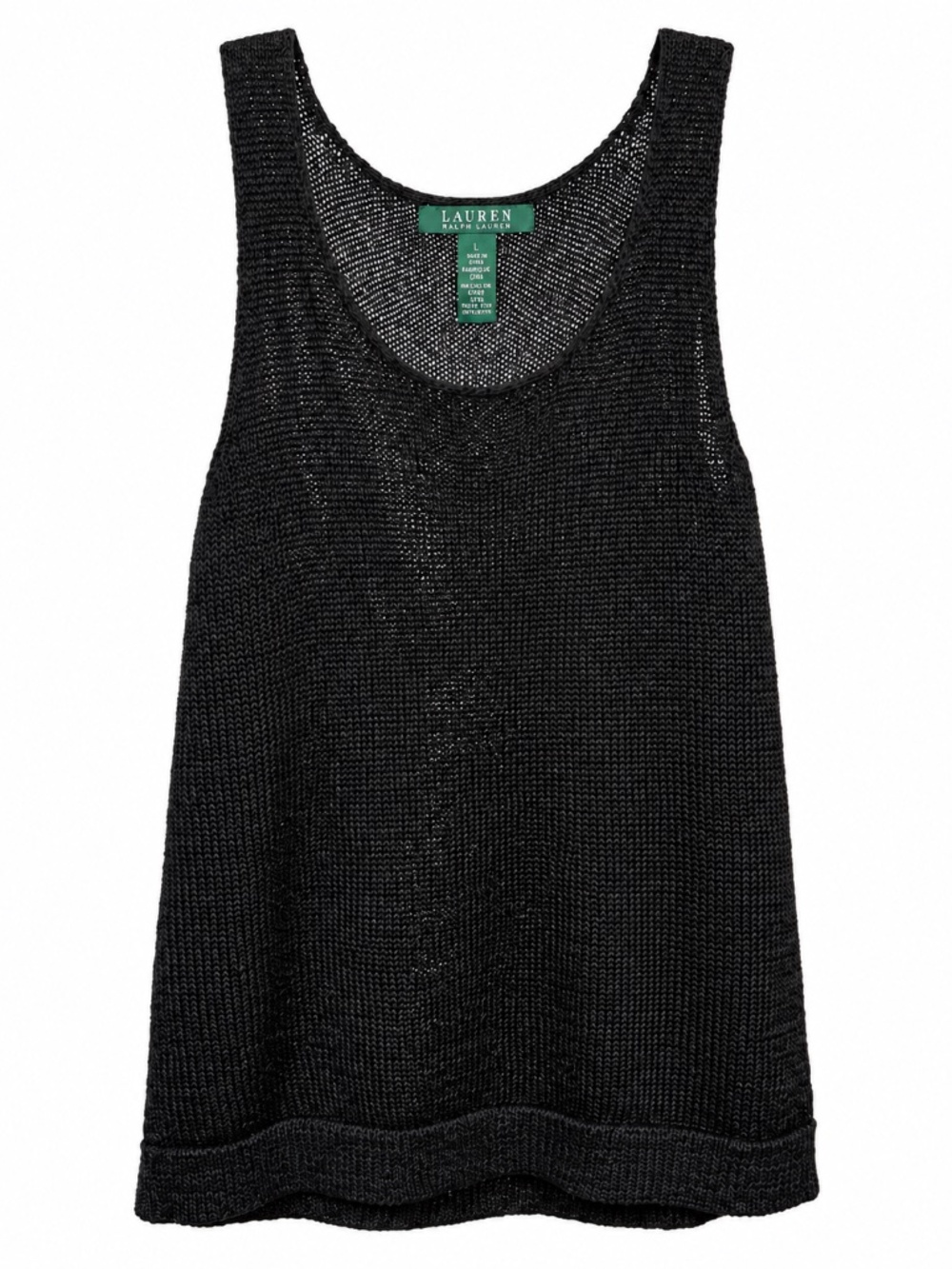 Lauren Ralph Lauren Black Open Knit Sweater Tank | Size L